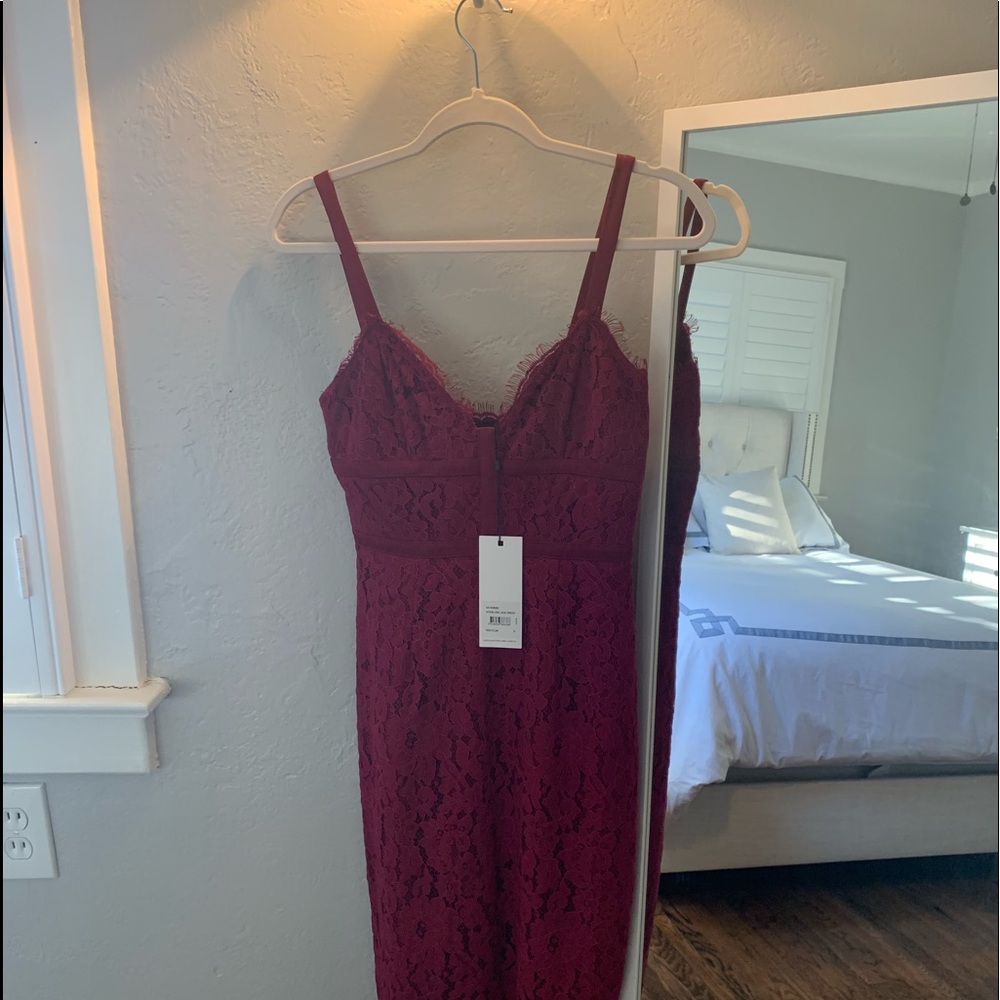 Berry Red KeepSake Spaghetti Midi Dress
